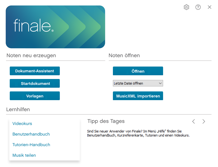 Dialogbox Startfenster